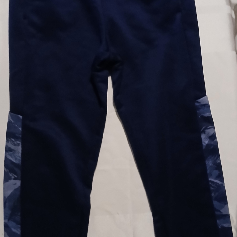 Navy Blue Joggers with Patterned Side Panels